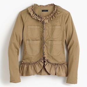 J. Crew Ruffle Chino Jacket Khaki Tan Beige Blazer